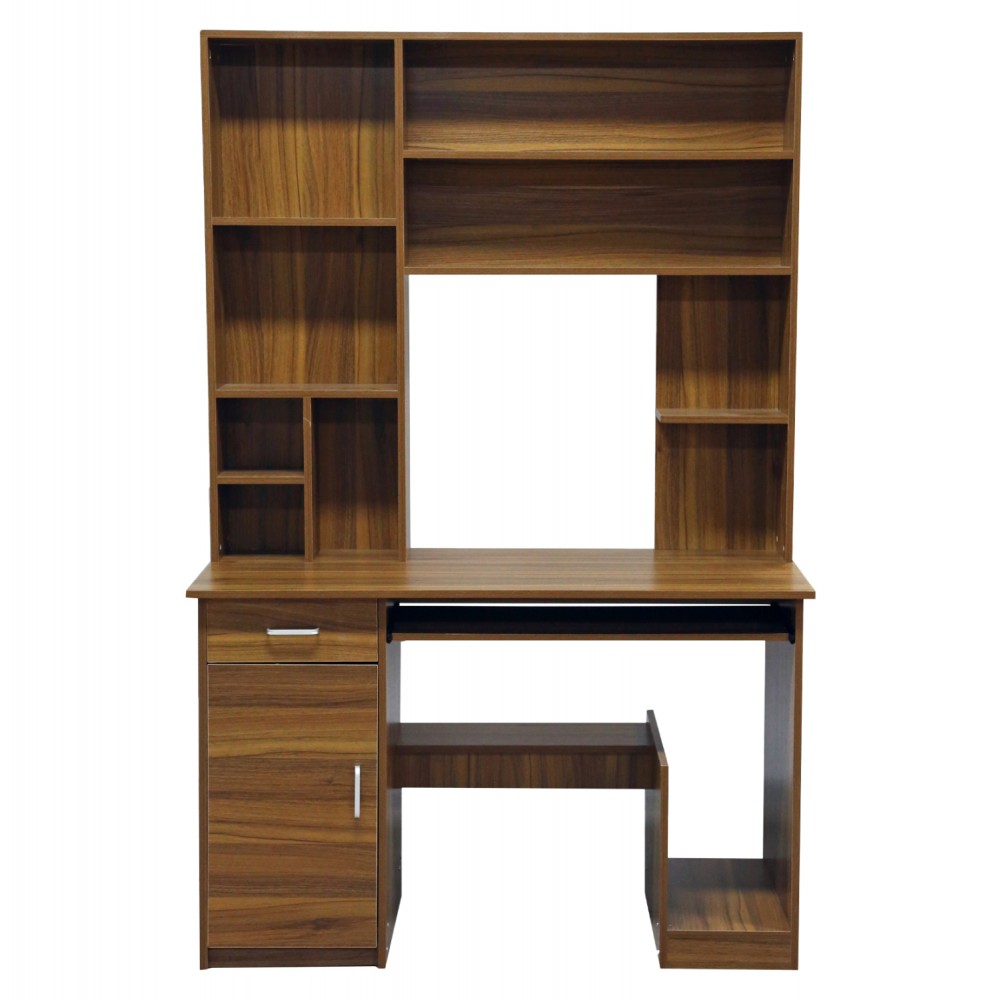 Γραφείο με ραφιέρα "STATUS" σε καρυδί χρώμα 120x55x182