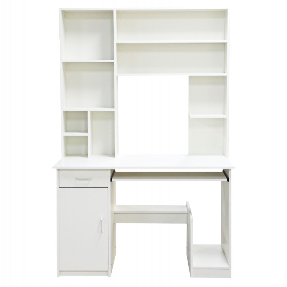 Γραφείο με ραφιέρα "STATUS" σε λευκό χρώμα 120x55x182