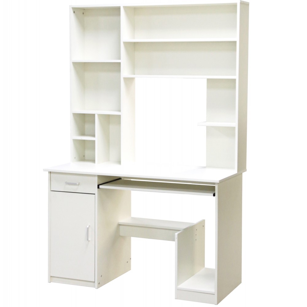 Γραφείο με ραφιέρα "STATUS" σε λευκό χρώμα 120x55x182