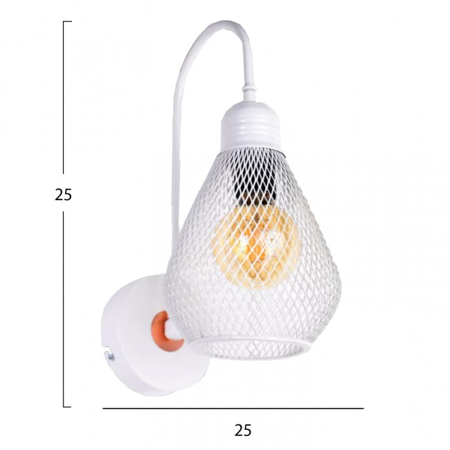 Απλίκα τοίχου από μέταλλο σε λευκό χρώμα Ε27 25x25x25