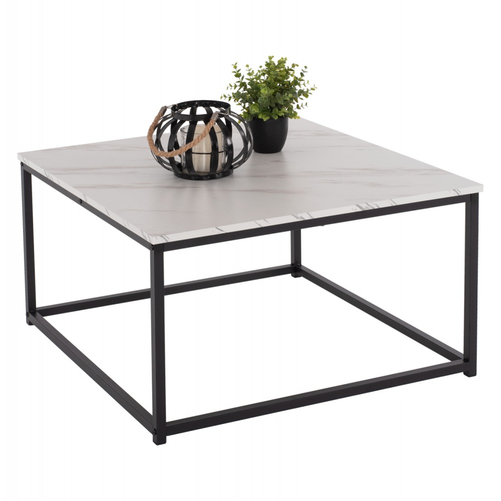 Τραπέζι σαλονιού "BRAYLEN" σε λευκό μαρμάρινο χρώμα 75x75x43