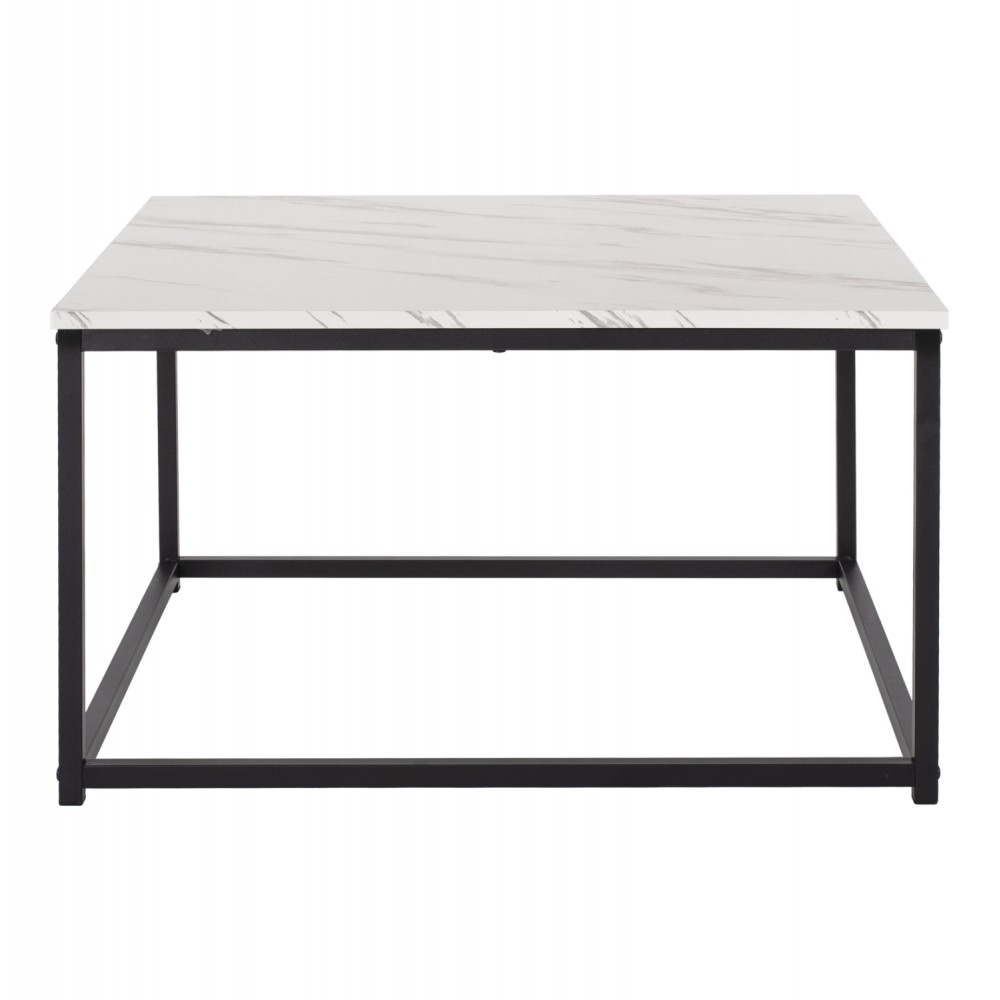 Τραπέζι σαλονιού "BRAYLEN" σε λευκό μαρμάρινο χρώμα 75x75x43