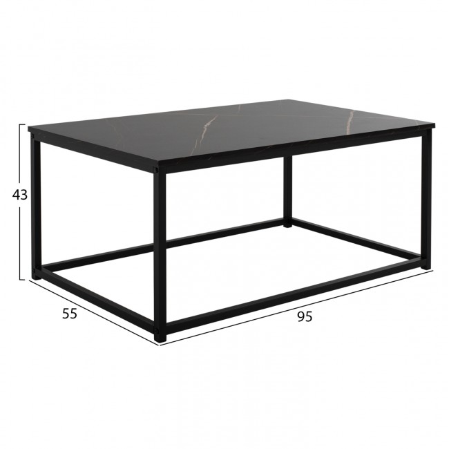 Τραπέζι σαλονιού "SAFFRON" σε μαύρο μαρμάρινο χρώμα 95x55x43
