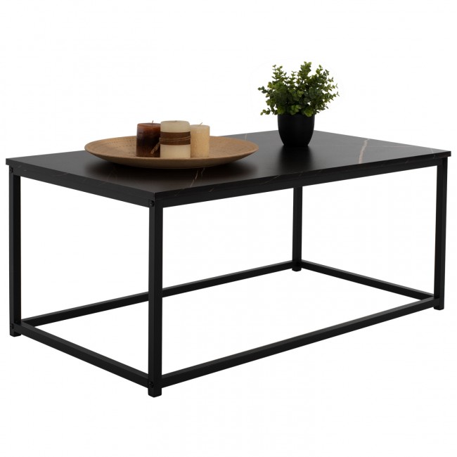 Τραπέζι σαλονιού "SAFFRON" σε μαύρο μαρμάρινο χρώμα 95x55x43