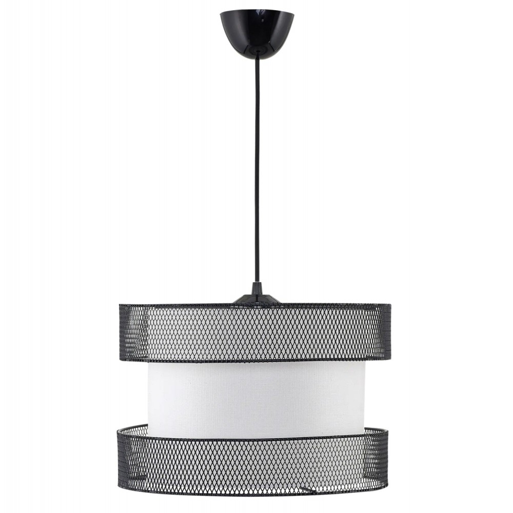 Φωτιστικό μονόφωτο από ύφασμα/μέταλλο σε λευκό/μαύρο χρώμα Ε27 Φ30x65