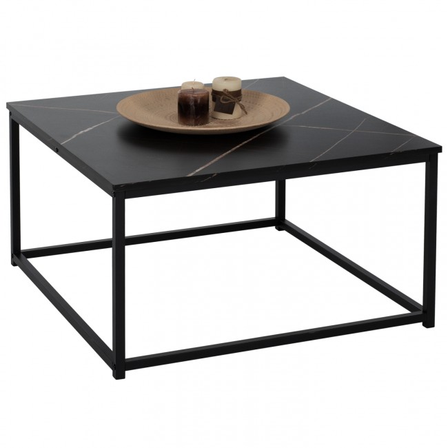 Τραπέζι σαλονιού "BRAYLEN" σε μαύρο μαρμάρινο χρώμα 75x75x43