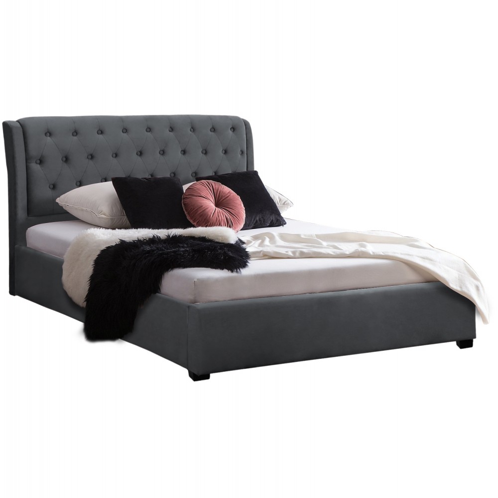 Κρεβάτι "ODALYS" απο ύφασμα σε χρώμα γκρι 150x200