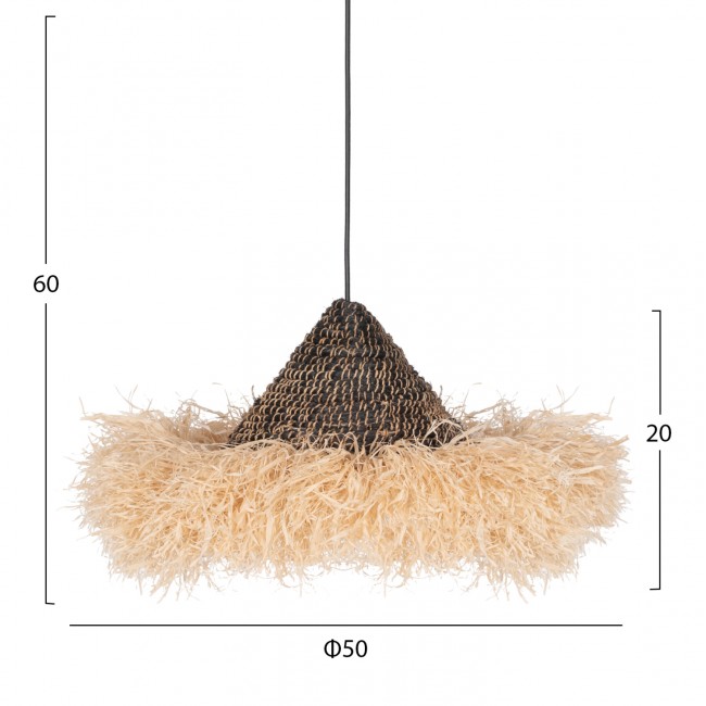 Μονόφωτο φωτιστικό σε φυσικό-μαύρο χρώμα Φ50