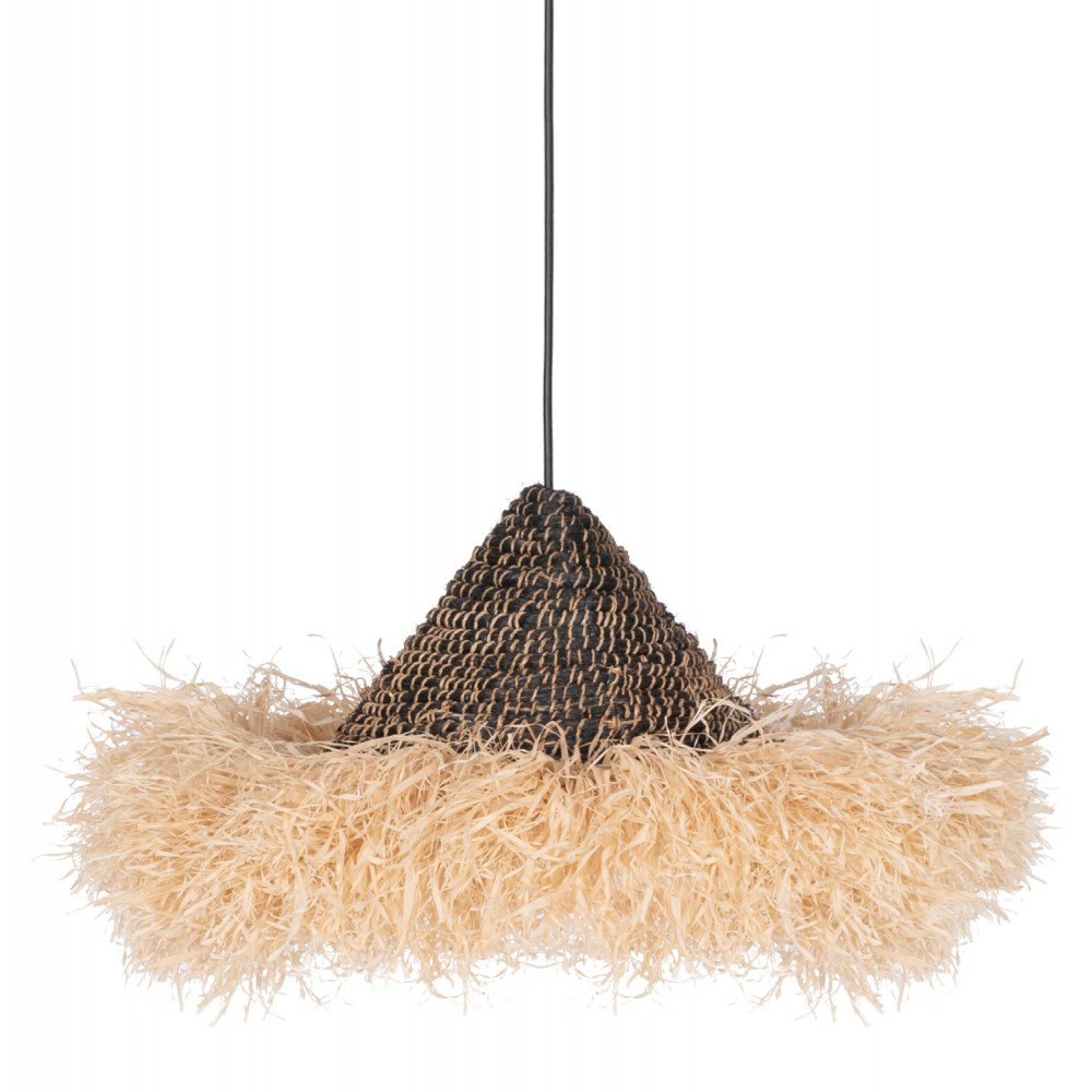 Μονόφωτο φωτιστικό σε φυσικό-μαύρο χρώμα Φ50