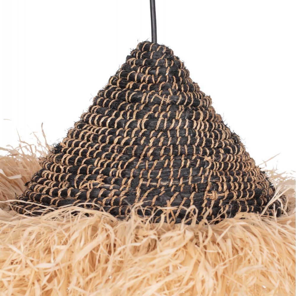 Μονόφωτο φωτιστικό σε φυσικό-μαύρο χρώμα Φ50