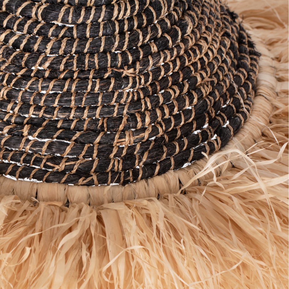 Μονόφωτο φωτιστικό σε φυσικό-μαύρο χρώμα Φ50