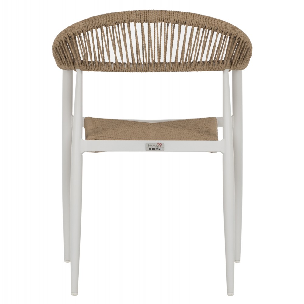 Πολυθρόνα εξωτερικού χώρου από αλουμίνιο/rattan σε μπεζ/λευκό χρώμα 55.5x58.5x78