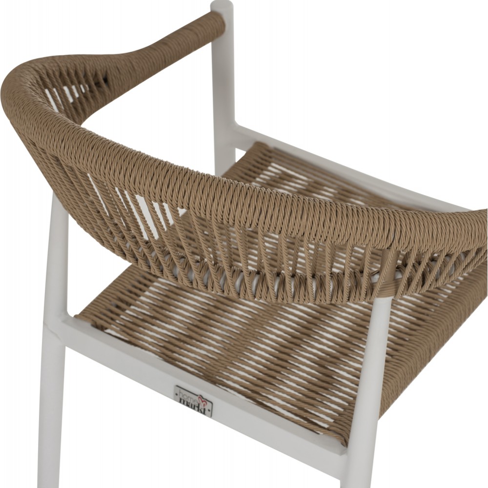 Πολυθρόνα εξωτερικού χώρου από αλουμίνιο/rattan σε μπεζ/λευκό χρώμα 55.5x58.5x78