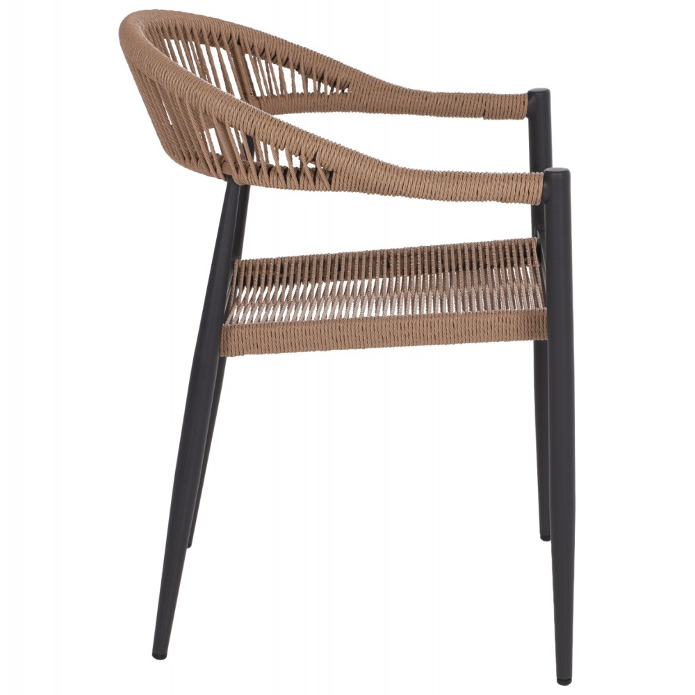 Πολυθρόνα εξωτερικού χώρου από αλουμίνιο/rattan σε ανθρακί/μπεζ χρώμα 55.5x58.5x78