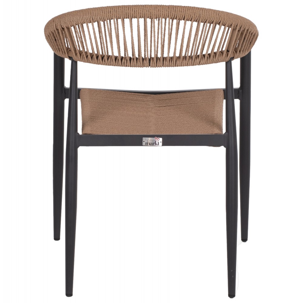 Πολυθρόνα εξωτερικού χώρου από αλουμίνιο/rattan σε ανθρακί/μπεζ χρώμα 55.5x58.5x78