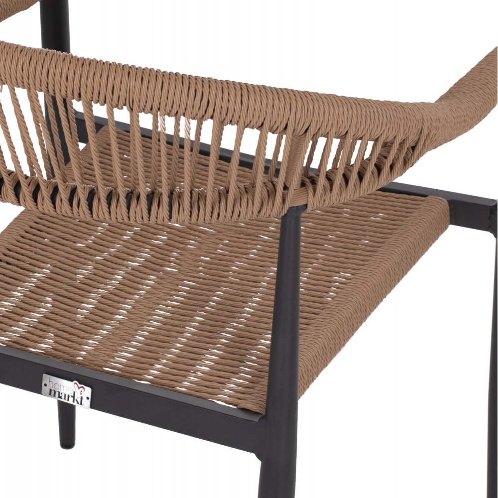 Πολυθρόνα εξωτερικού χώρου από αλουμίνιο/rattan σε ανθρακί/μπεζ χρώμα 55.5x58.5x78