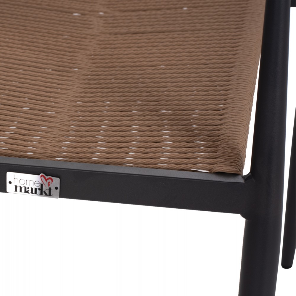 Πολυθρόνα εξωτερικού χώρου από αλουμίνιο/rattan σε ανθρακί/μπεζ χρώμα 55.5x58.5x78