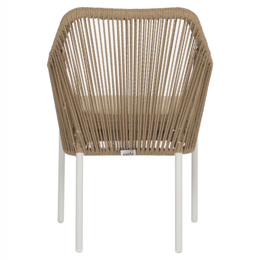 Πολυθρόνα εξωτερικού χώρου από αλουμίνιο/σχοινί σε λευκό/μπεζ χρώμα 56x66x82