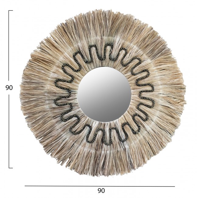 Καθρέπτης τοίχου σε φυσικό-μαύρο χρώμα Φ90