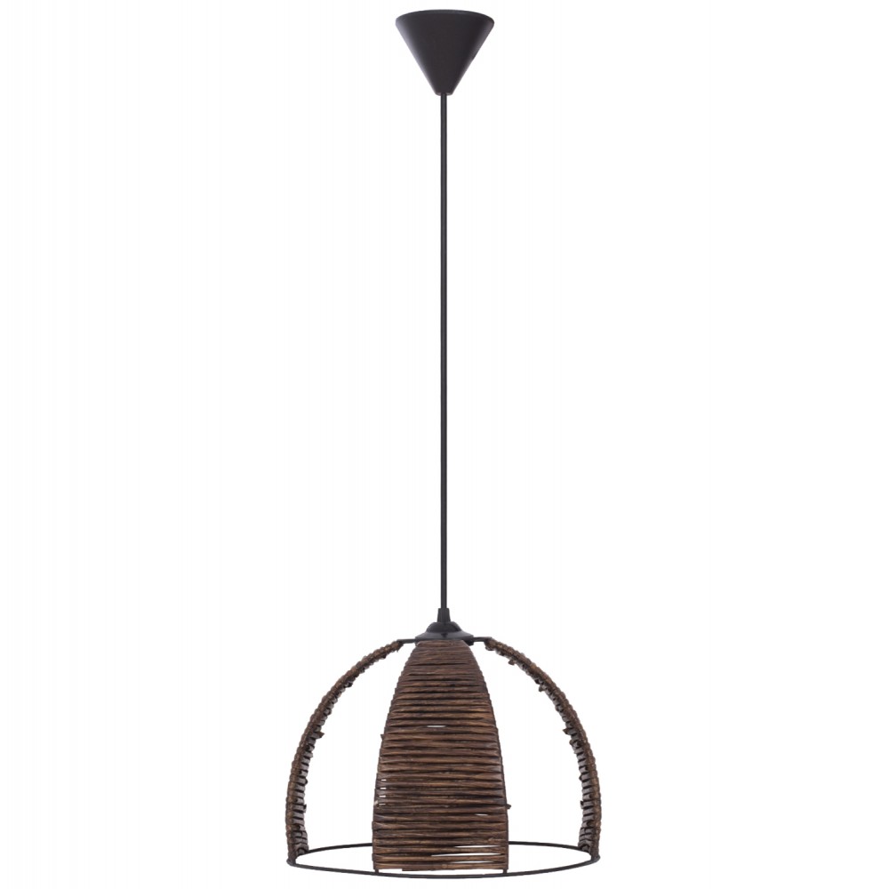 Φωτιστικό μονόφωτο από μέταλλο/ξύλο σε μαύρο/καρυδί χρώμα Ε27 Φ30x83