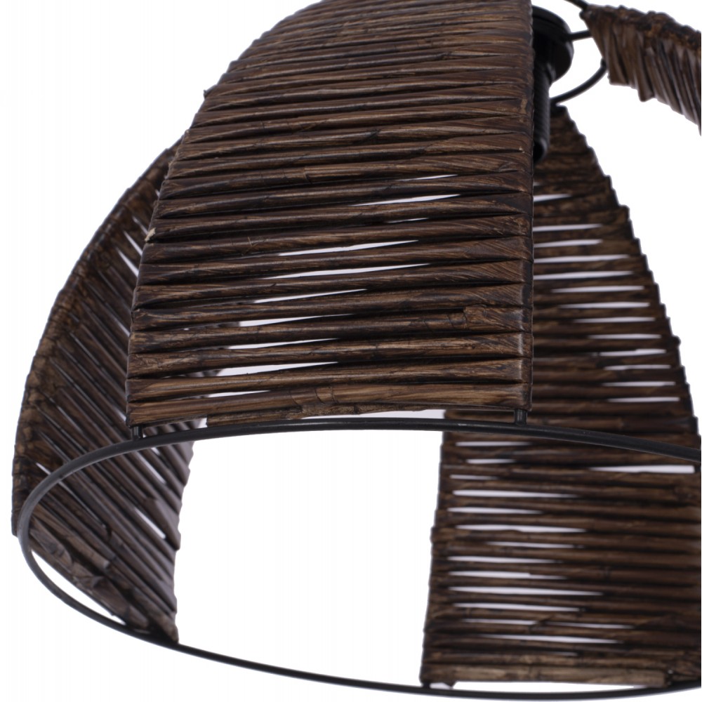 Φωτιστικό μονόφωτο από μέταλλο/ξύλο σε μαύρο/καρυδί χρώμα Ε27 Φ30x83