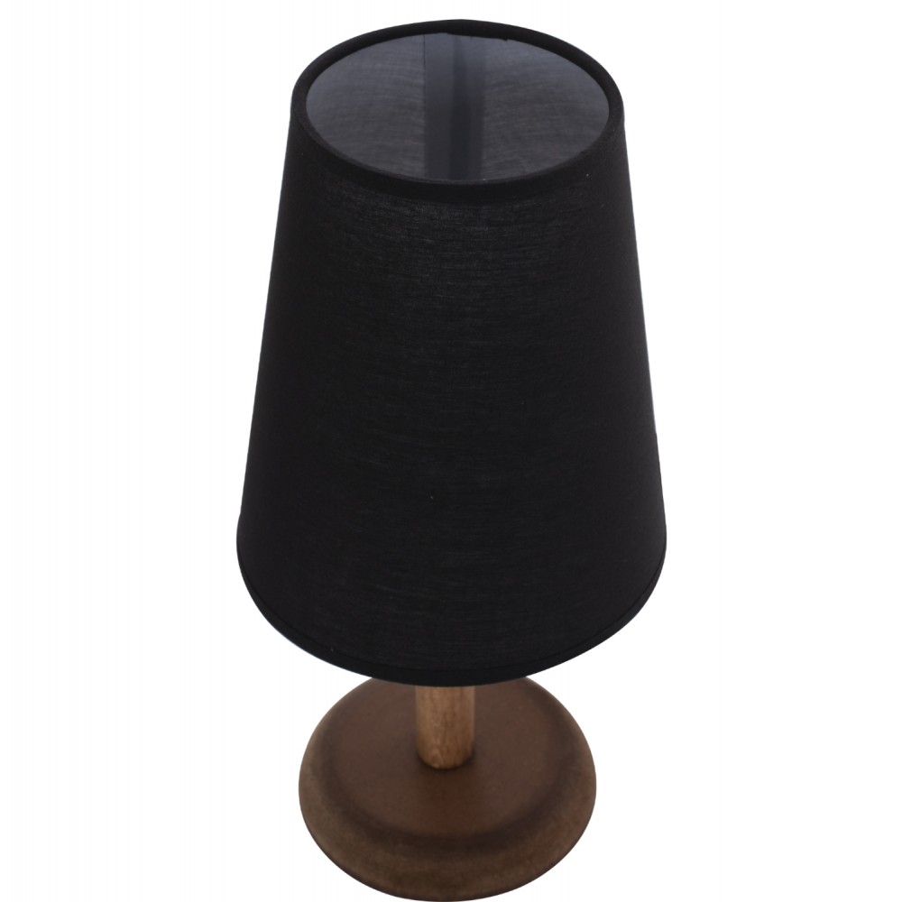 Φωτιστικό επιτραπέζιο από ξύλο/ύφασμα σε καρυδί/μαύρο χρώμα Ε27 Φ15x34