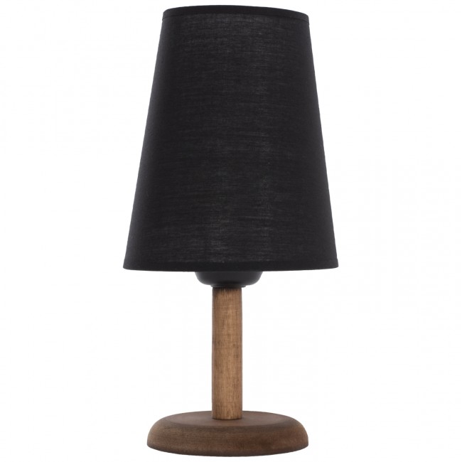 Φωτιστικό επιτραπέζιο από ξύλο/ύφασμα σε καρυδί/μαύρο χρώμα Ε27 Φ15x34