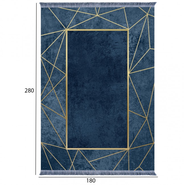 Χαλί "JOSIANE" με κρόσια σε μπλε-χρυσό χρώμα 180x280