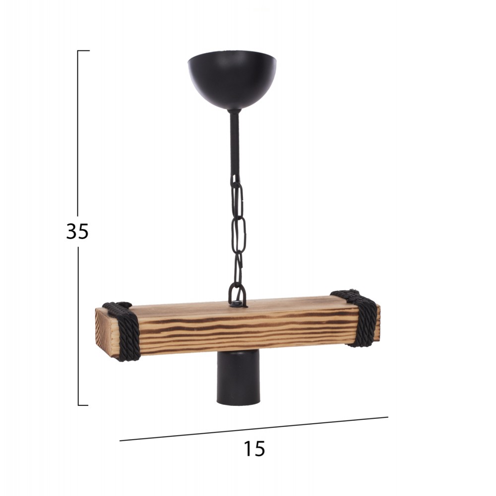 Φωτιστικό μονόφωτο από ξύλο σε φυσικό χρώμα Ε27 15x11x35