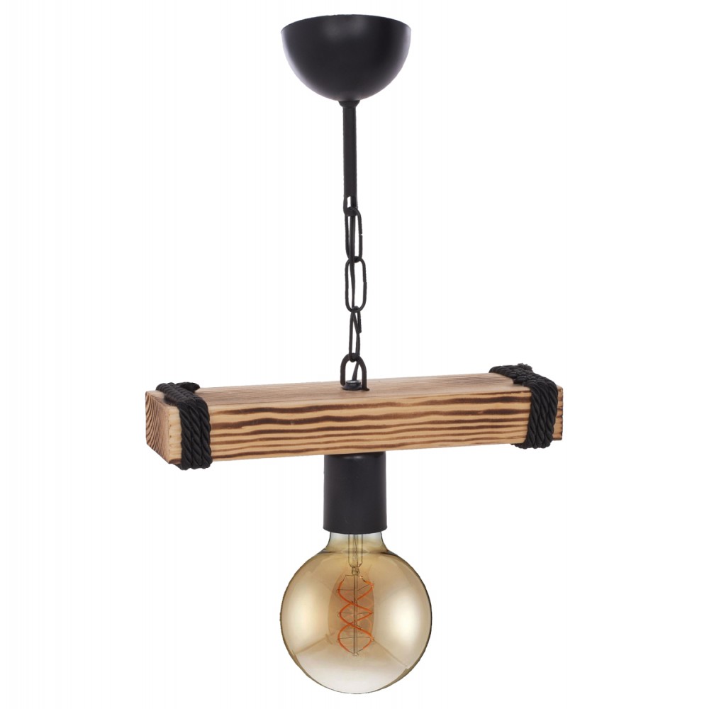 Φωτιστικό μονόφωτο από ξύλο σε φυσικό χρώμα Ε27 15x11x35