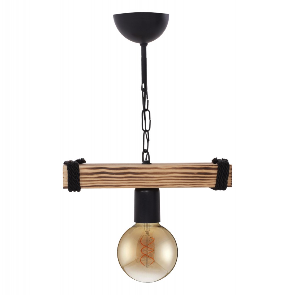 Φωτιστικό μονόφωτο από ξύλο σε φυσικό χρώμα Ε27 15x11x35