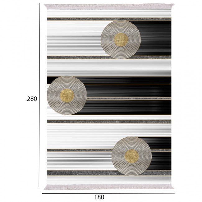 Χαλί σαλονιού "JOSIANE" σε λευκό-μαύρο-χρυσό με σχέδια 180x280