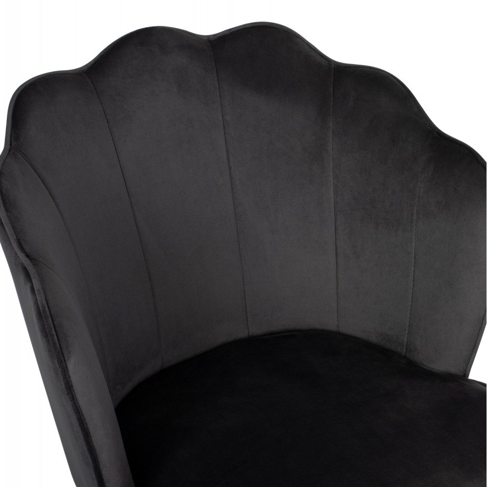 Πολυθρόνα "AVIE" από βελούδο-μέταλλο σε γκρι-μαύρο χρώμα 48x48x85