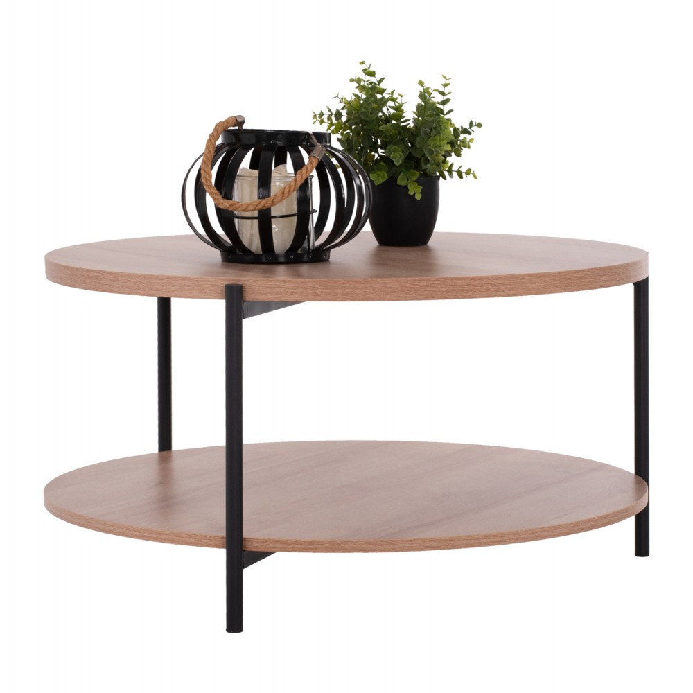 Τραπέζι σαλονιού "MATTEO" σε φυσικό-μαύρο χρώμα Φ75x40,5