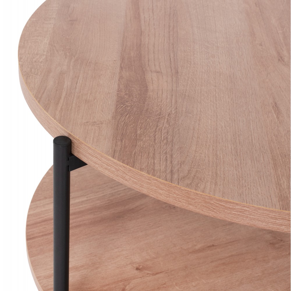 Τραπέζι σαλονιού "MATTEO" σε φυσικό-μαύρο χρώμα Φ75x40,5