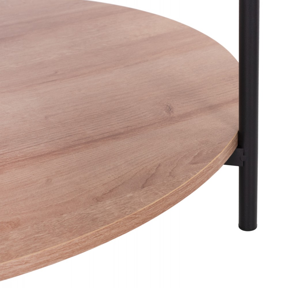 Τραπέζι σαλονιού "MATTEO" σε φυσικό-μαύρο χρώμα Φ75x40,5