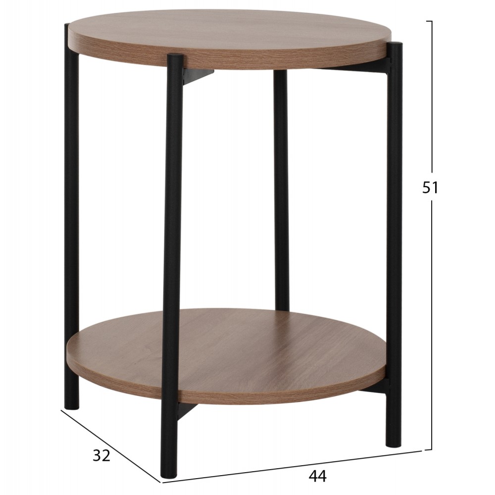 Τραπέζι βοηθητικό "NED" σε φυσικό-μαύρο χρώμα Φ40x52