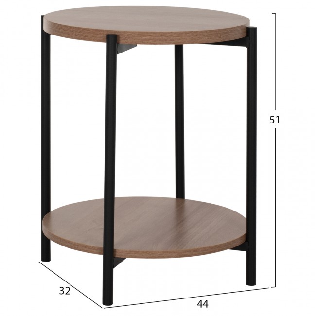 Τραπέζι βοηθητικό "NED" σε φυσικό-μαύρο χρώμα Φ40x52