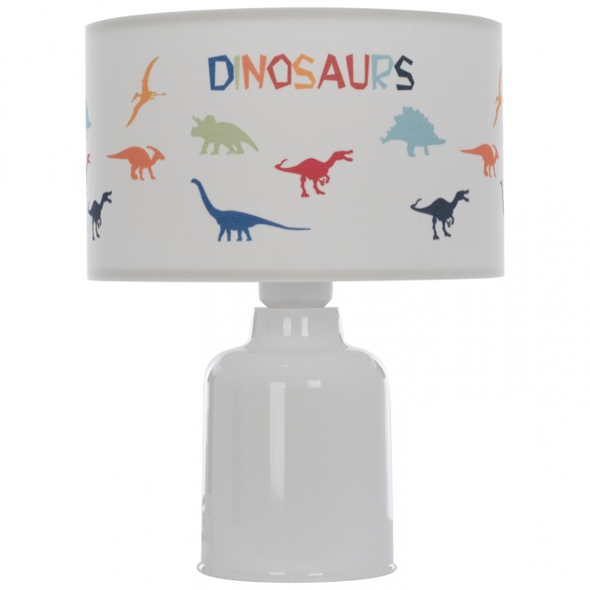 Επιτραπέζιο φωτιστικό "ΔΕΙΝΟΣΑΥΡΟΙ" από ύφασμα σε λευκό χρώμα Φ24x32