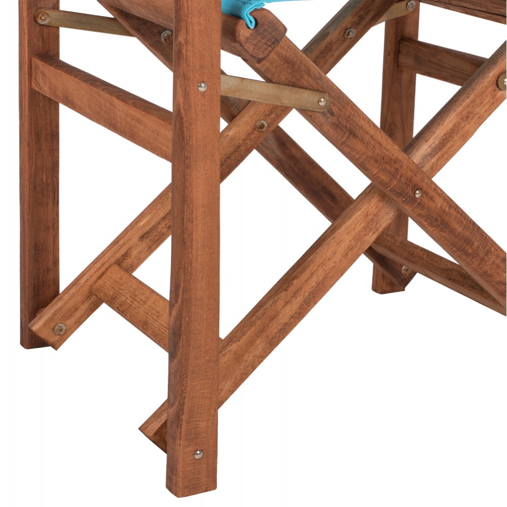 Πολυθρόνα σκηνοθέτη "ΛΗΜΝΟΣ" από ξύλο/textilene σε καρυδί/γαλάζιο χρώμα 57x54x88,5