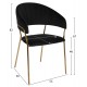 Πολυθρόνα "THEODORE" από βελούδο-μέταλλο σε μαύρο-χρυσό χρώμα 55x50x82