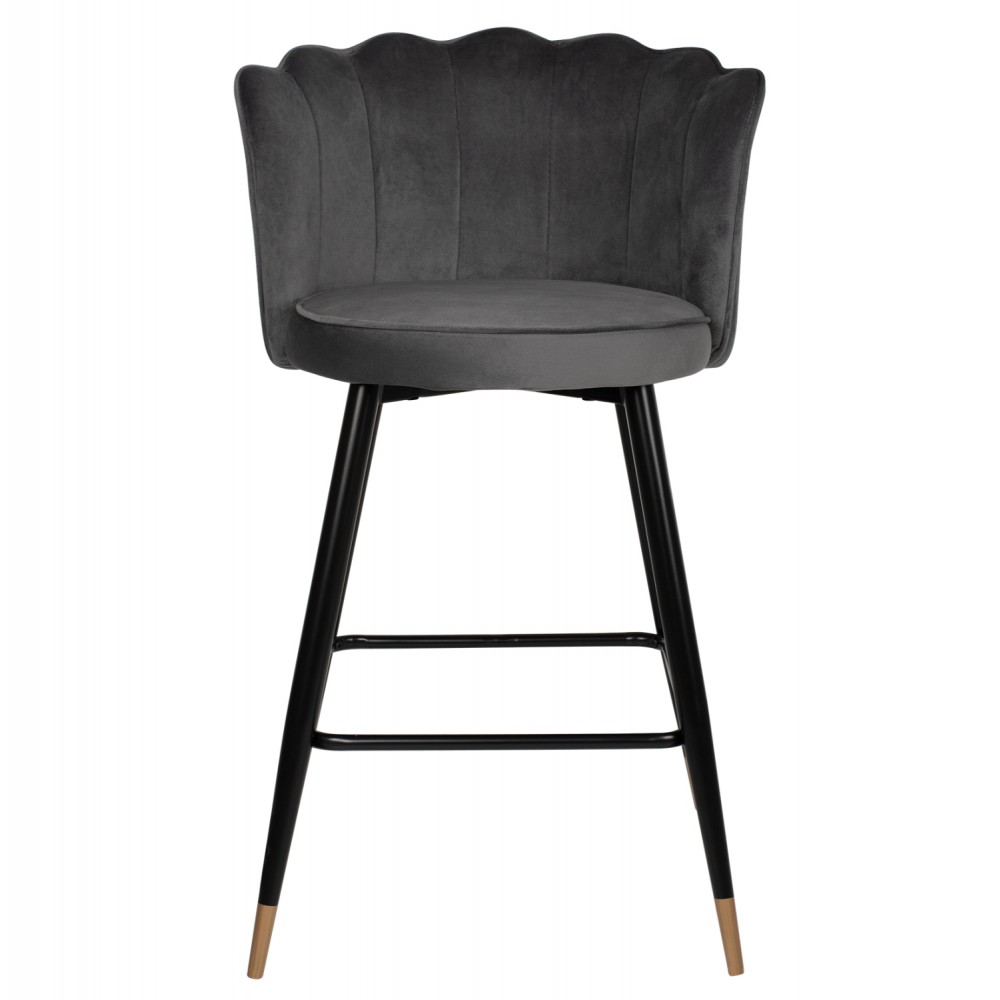 Σκαμπώ μπαρ "VESNA" από βελούδο-μέταλλο σε γκρι-μαύρο χρώμα 50x50x90