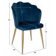Πολυθρόνα "AVIE" από βελούδο-μέταλλο σε μπλε-χρυσό χρώμα 48x48x85