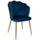 Πολυθρόνα "AVIE" από βελούδο-μέταλλο σε μπλε-χρυσό χρώμα 48x48x85