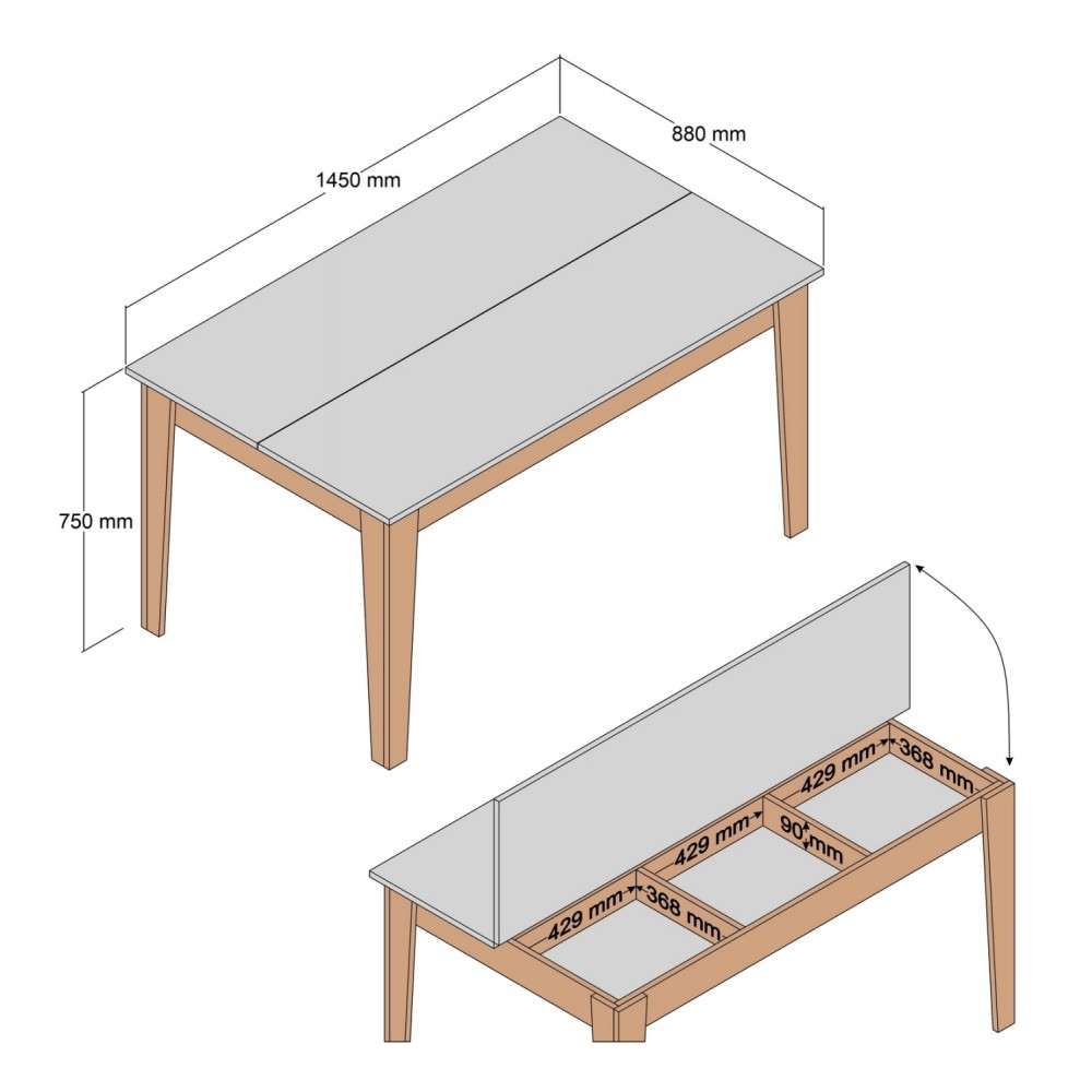 Τραπέζι τραπεζαρίας σε καρυδί χρώμα 145x88x75