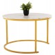 Σετ τραπέζια 2τμχ από MDF/μέταλλο σε χρυσό/λευκό με εφέ μαρμάρου χρώμα Φ80x48