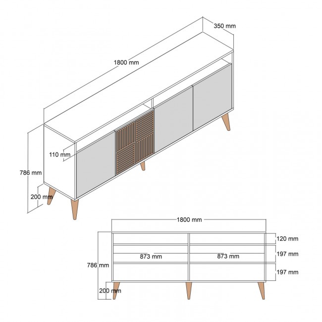 Μπουφές σε καρυδί χρώμα 180x35x78.6