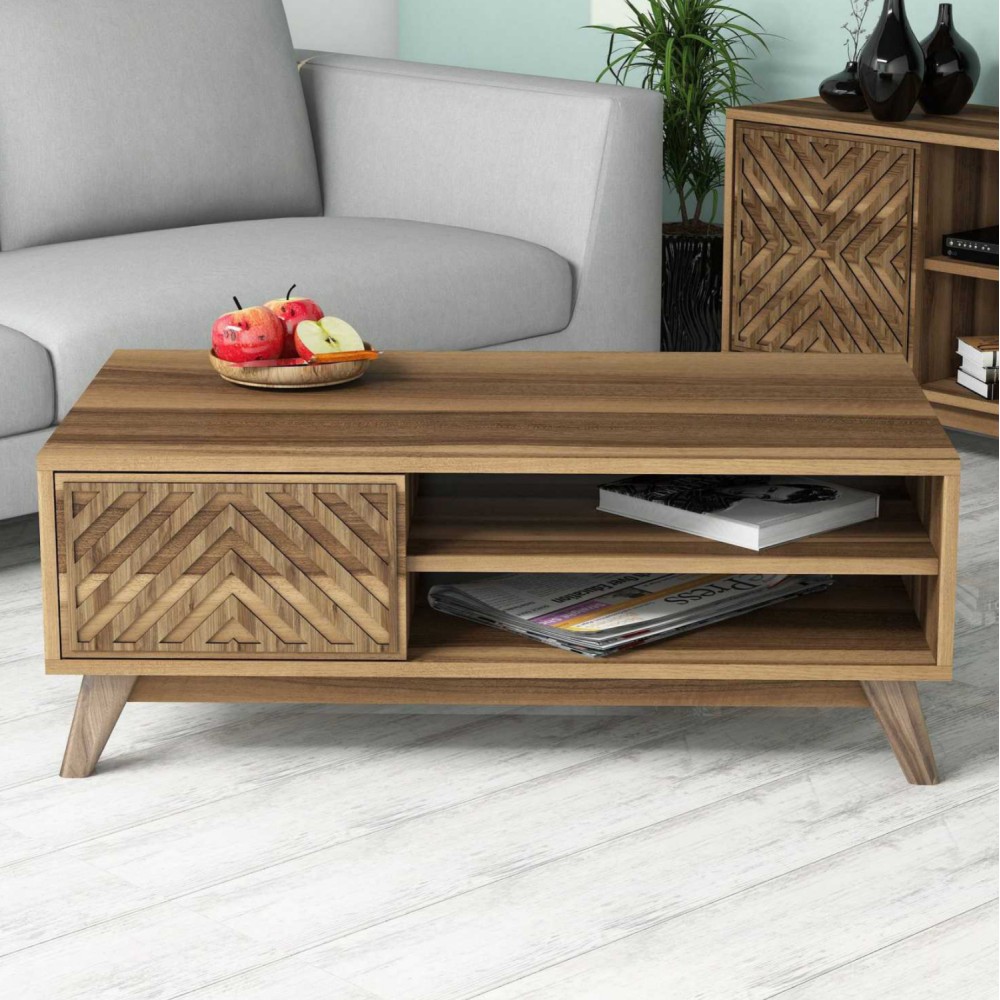 Τραπέζι σαλόνιου σε καρυδί χρώμα 105x60x38.2