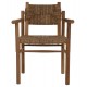 Πολυθρόνα από μασίφ ξύλο/ψάθα σε φυσικό χρώμα 64x61x84