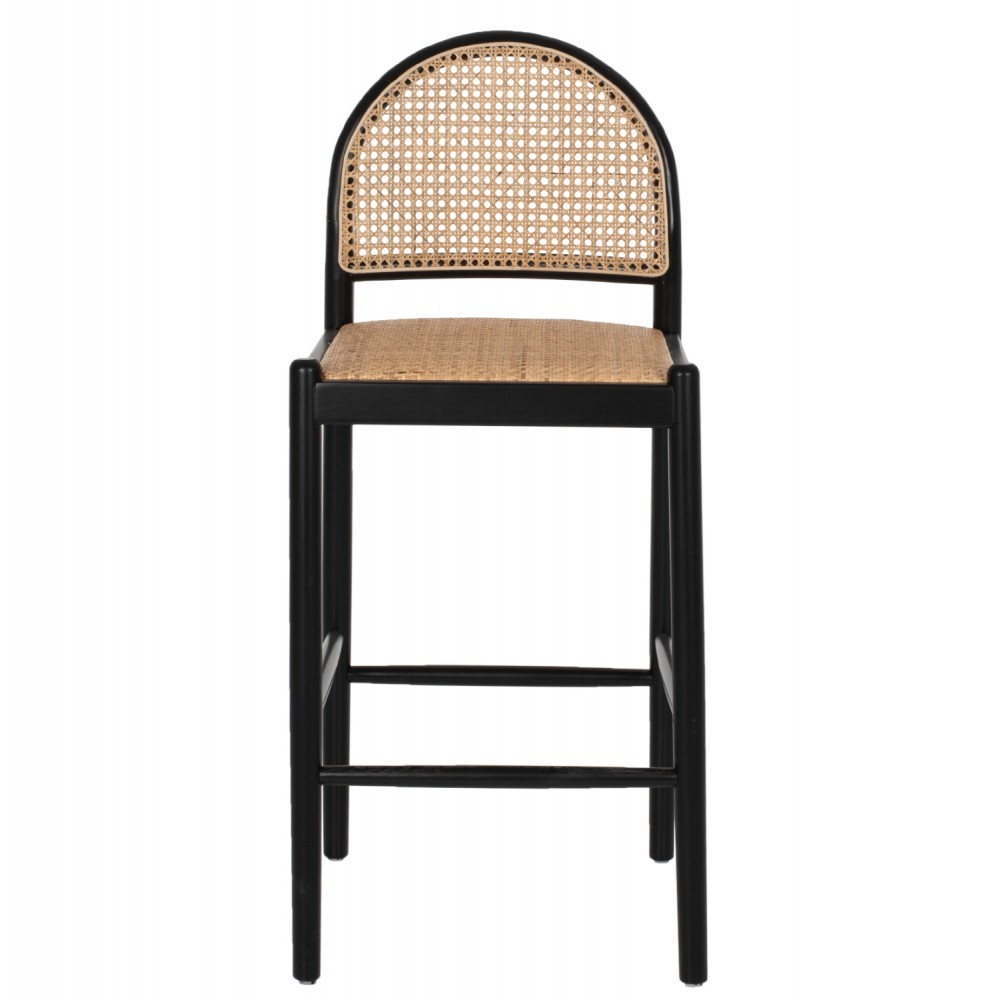 Σκαμπώ μπαρ από ξύλο/rattan σε μαύρο/φυσικό χρώμα 43.5x50x98